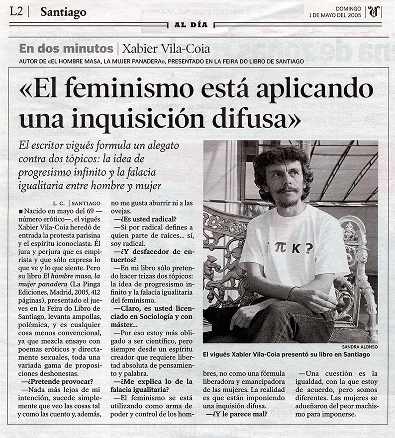 Entrevista a Xabier Vila-Coia en La Voz de Galicia, sobre su libro "El Hombre Masa y la Mujer Panadera"