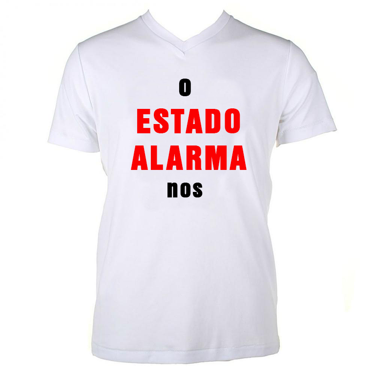 Camiseta deseñada por Xabier Vila-Coia co motivo do Estado de Alarma decretado por mor da covid-19