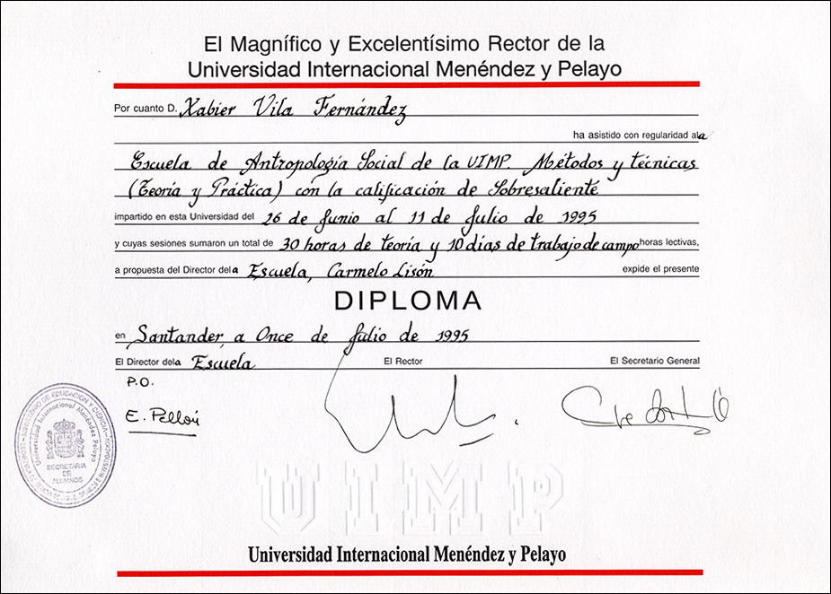 Escuela de antropología social de la Universidad Internacional Menéndez Pelayo: Métodos y técnicas (teoría y práctica)