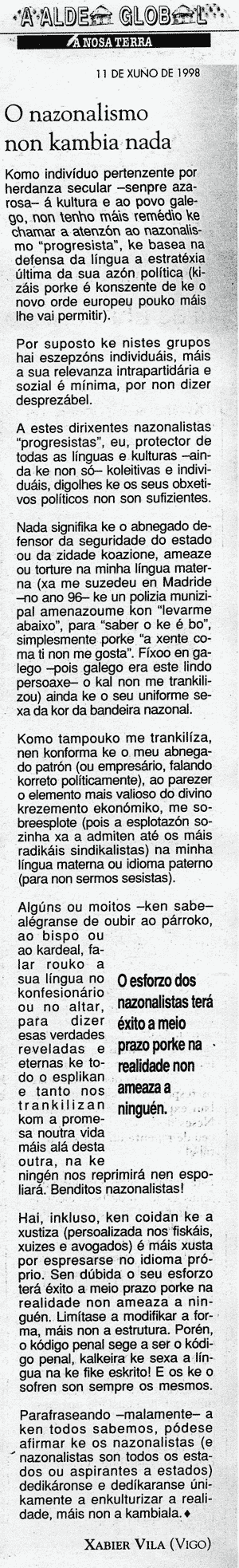 O nazonalismo non kambia nada