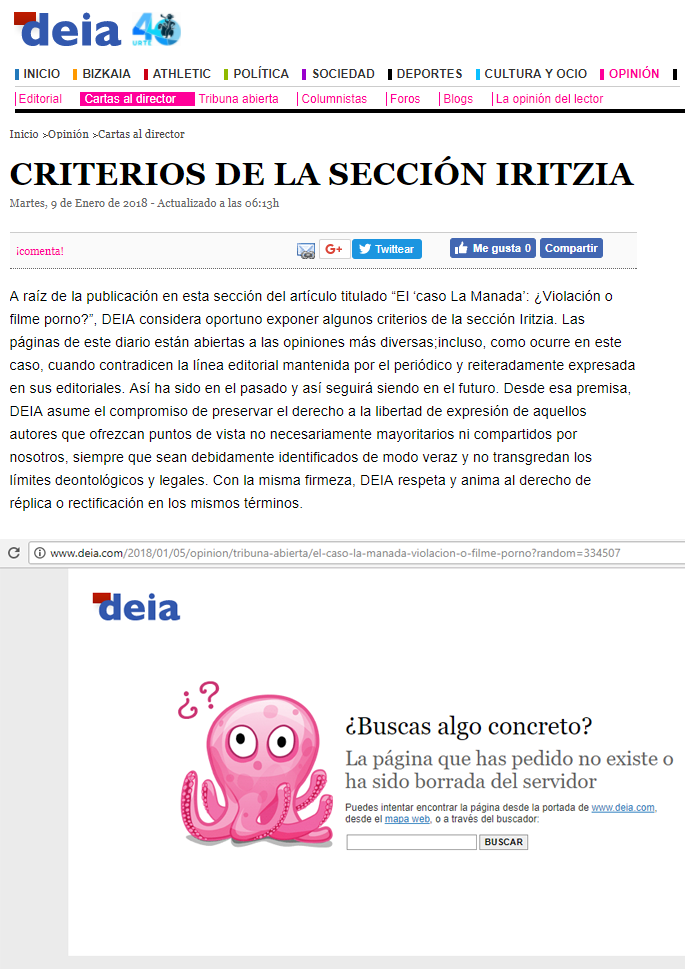 Segunda respuesta del diario “Deia”