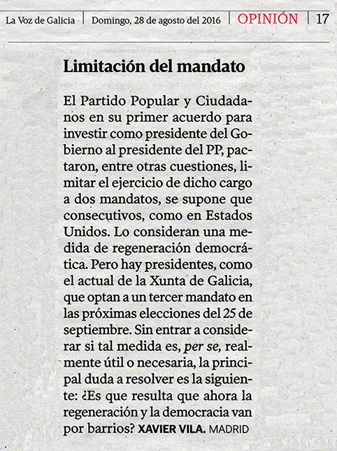 Limitación del mandato de los cargos públicos electos